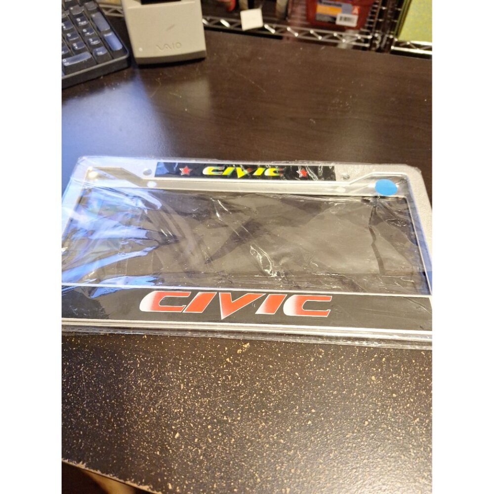 Civic Metal Tin License Plates 6" x 12" Car Enthusiast Auto Decor Set of  2 - Picture 2 of 2